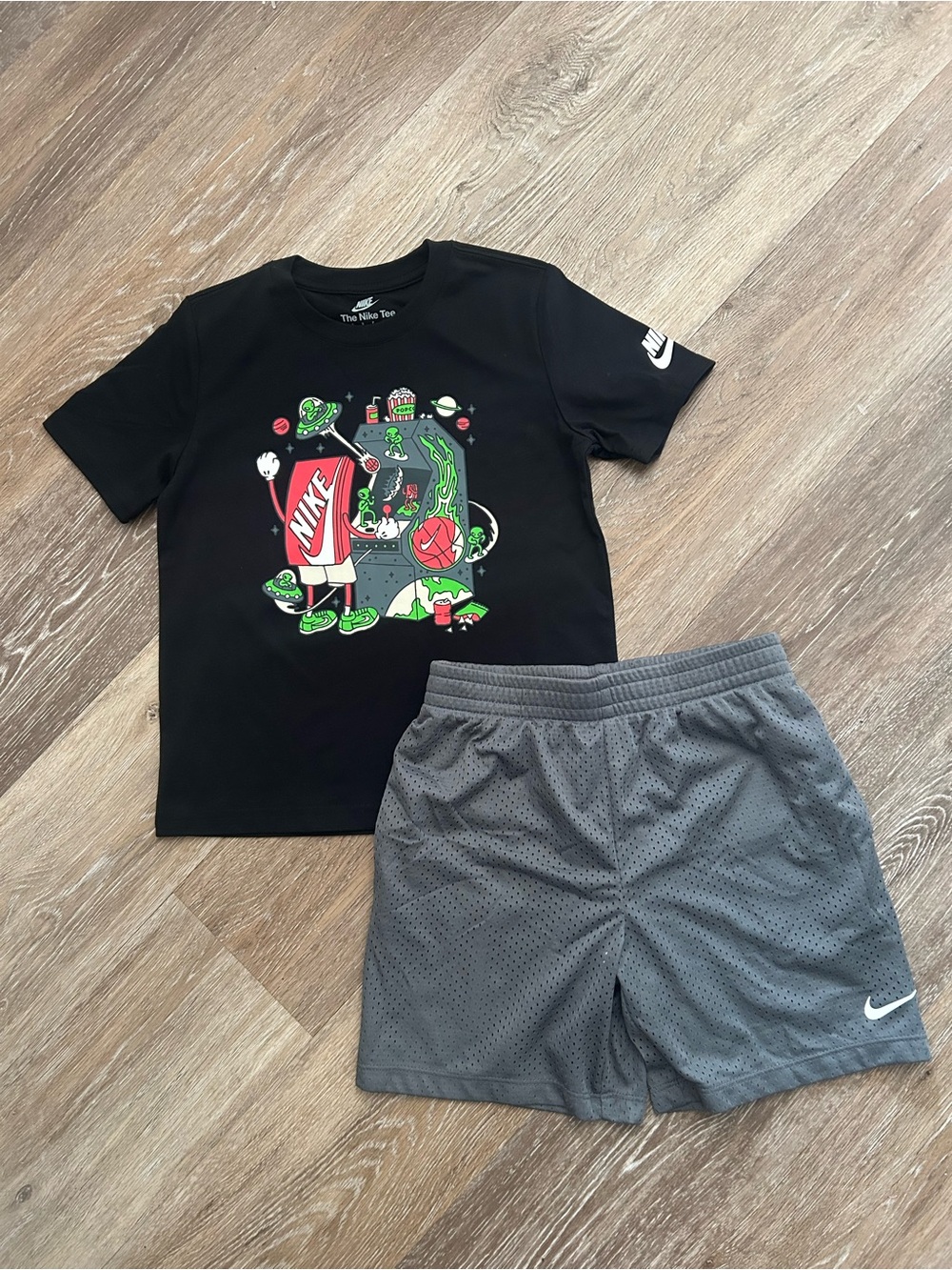 NEW Nike Black Tee with Neon Skate Graphic